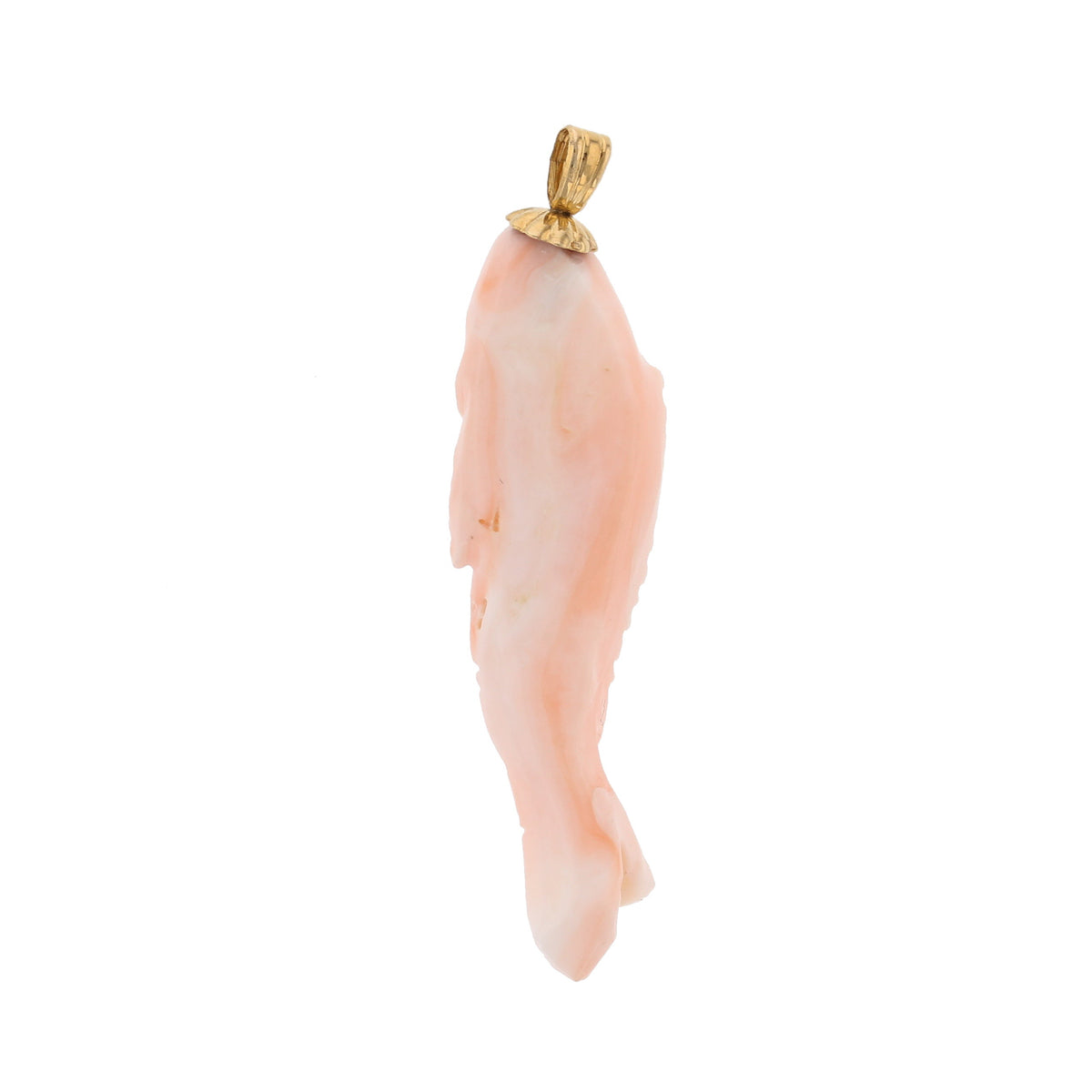 14K Yellow Gold Coral Pink Fish Pendant
