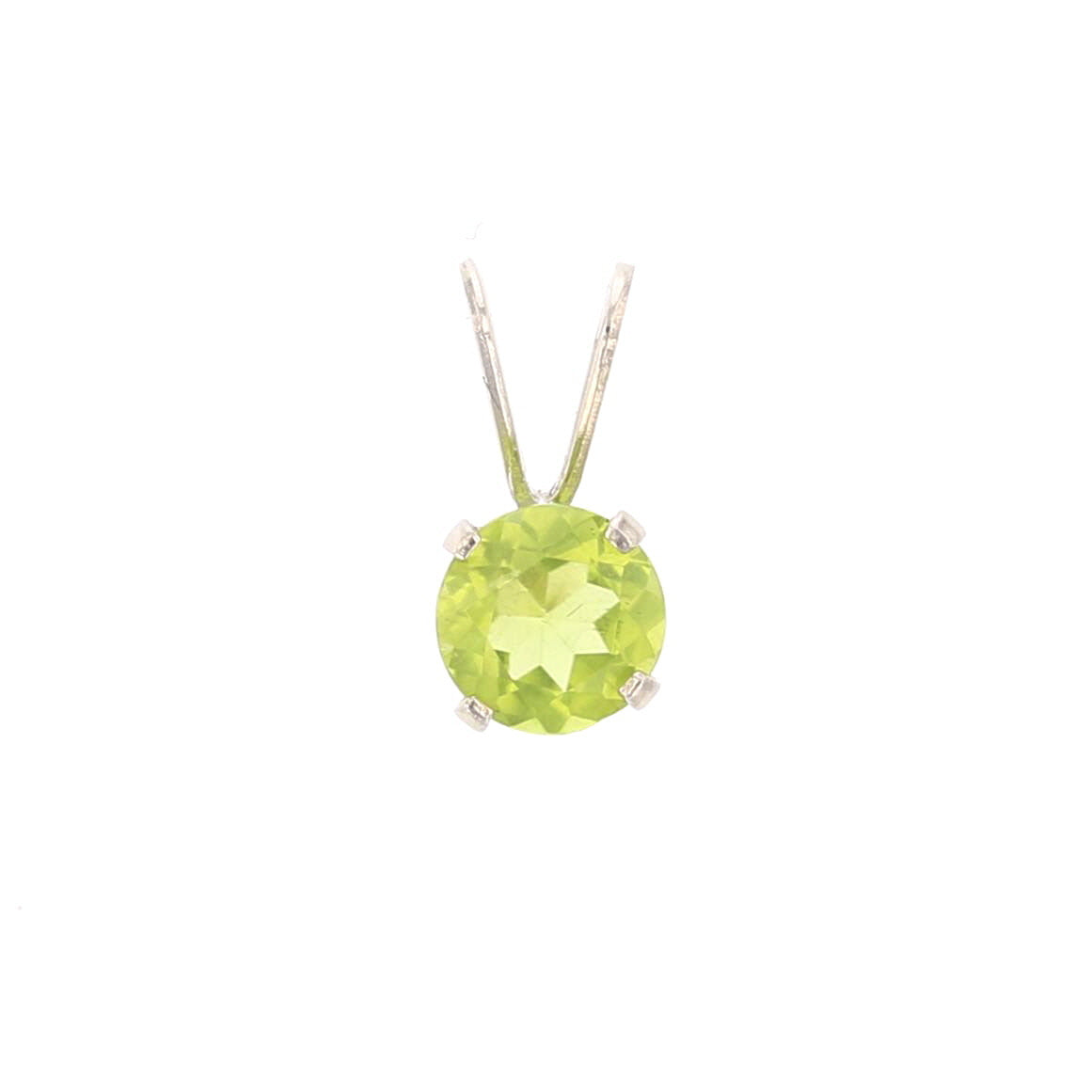 Round Peridot Green Pendant in 14K White Gold