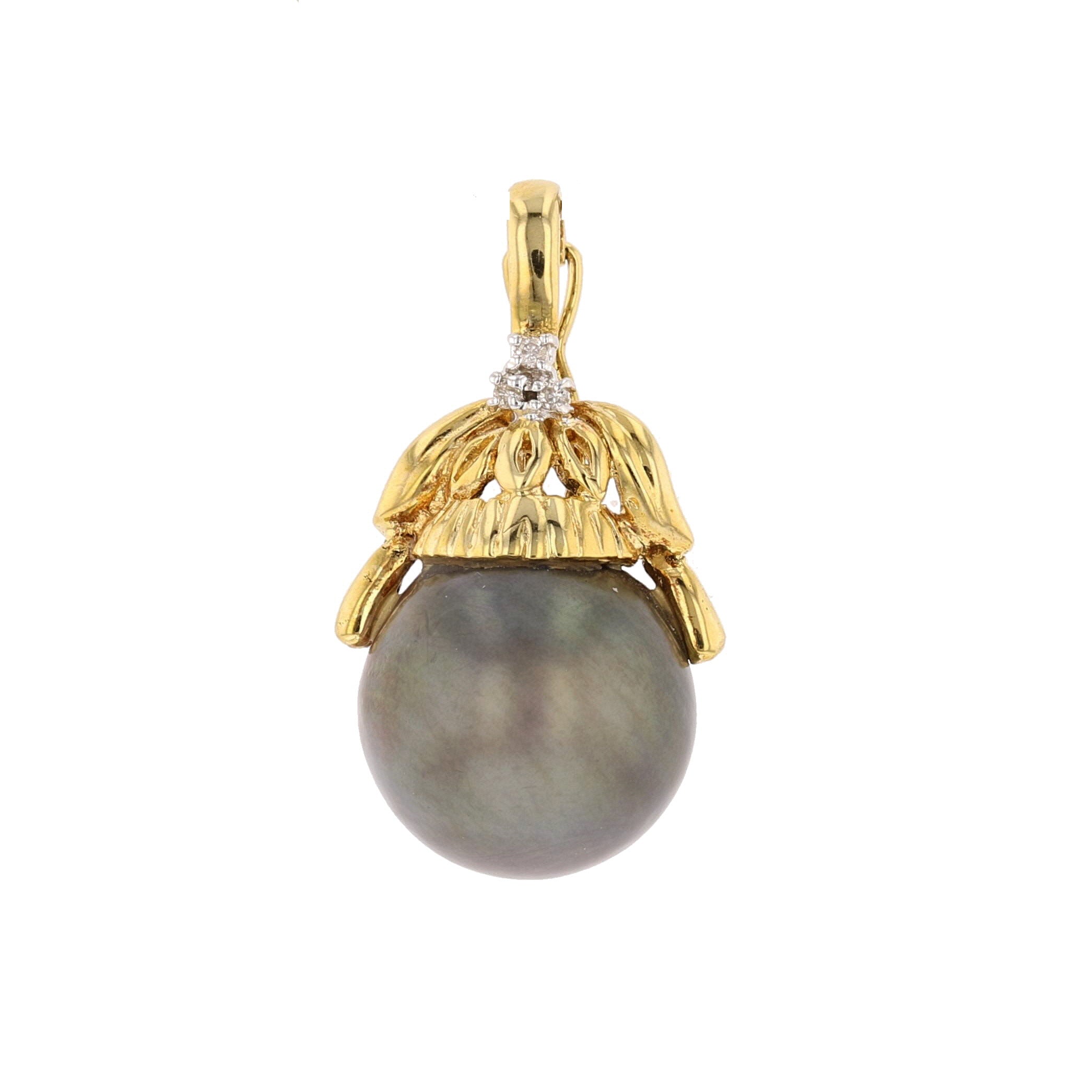 Radiant Tahitian Pearl & Diamond Pendant - David's Antiques & Jewelry