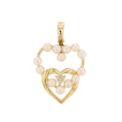Double Heart Seed Pearl & Diamond Pendant in 14K Yellow Gold - David's Antiques & Jewelry