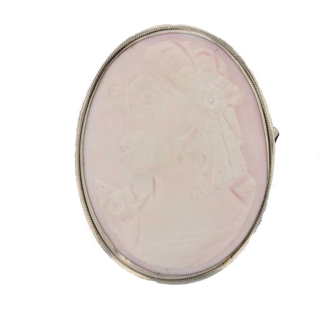 Pink Conch Shell Lady's Profile Cameo Brooch/Pendant - David's Antiques & Jewelry