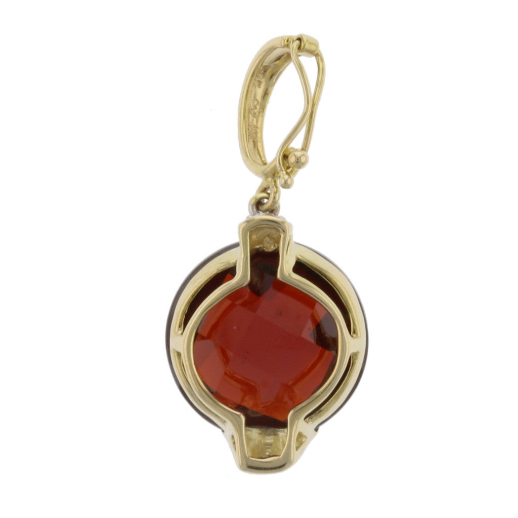 Round Mozambique Garnet Pendant 14K Yellow Gol