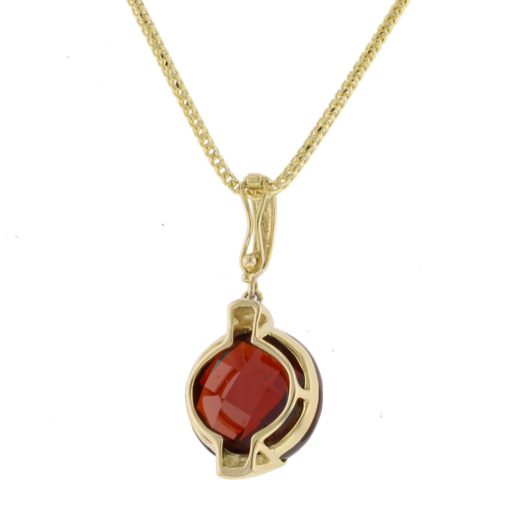 Round Mozambique Garnet Pendant 14K Yellow Gol