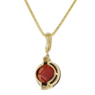 Round Mozambique Garnet Pendant 14K Yellow Gol - David's Antiques & Jewelry
