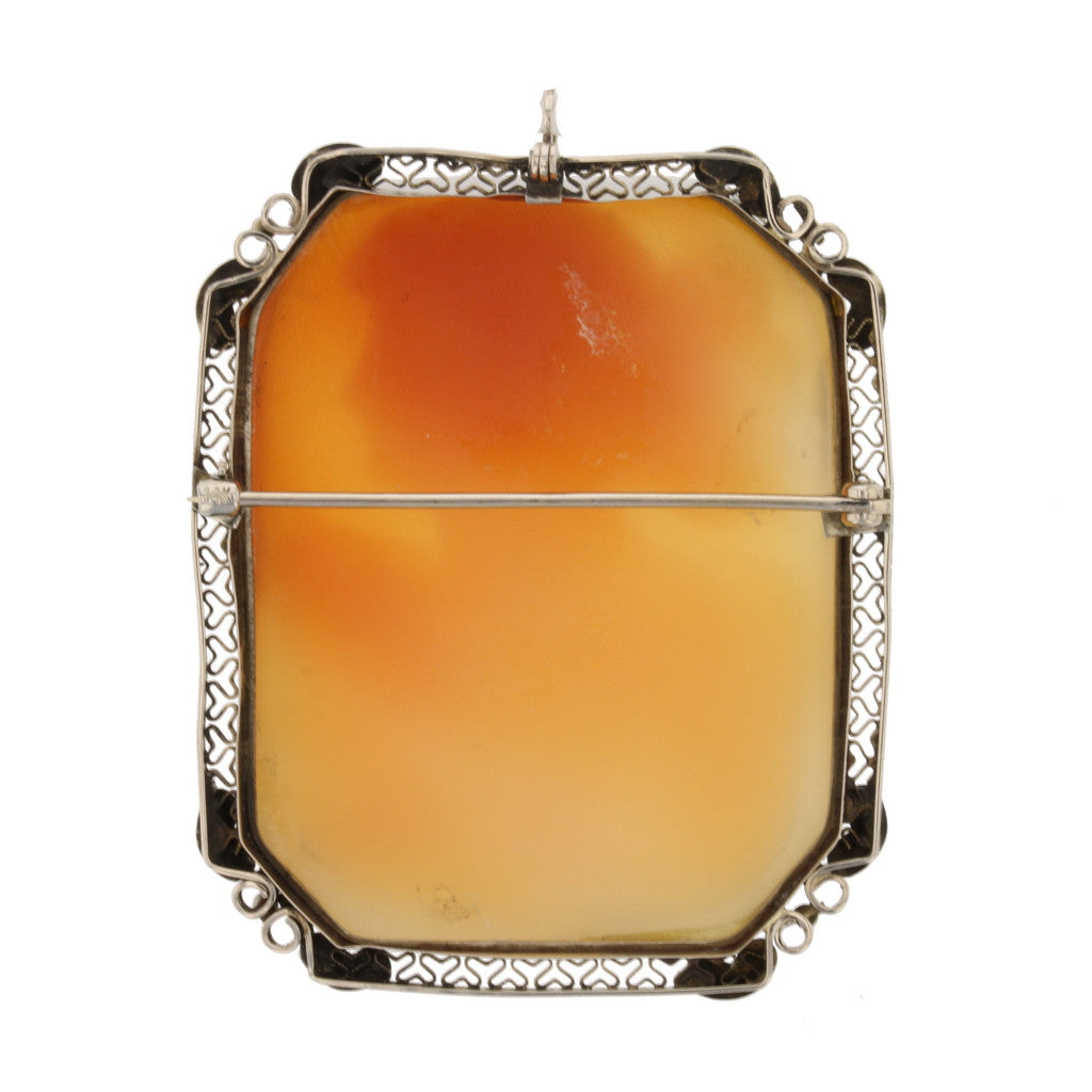 Octagon Antique Shell Cameo Brooch Pendant