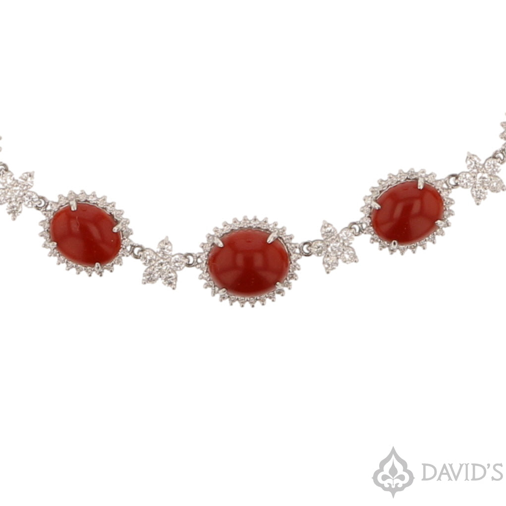 Red Coral & Diamond Necklace