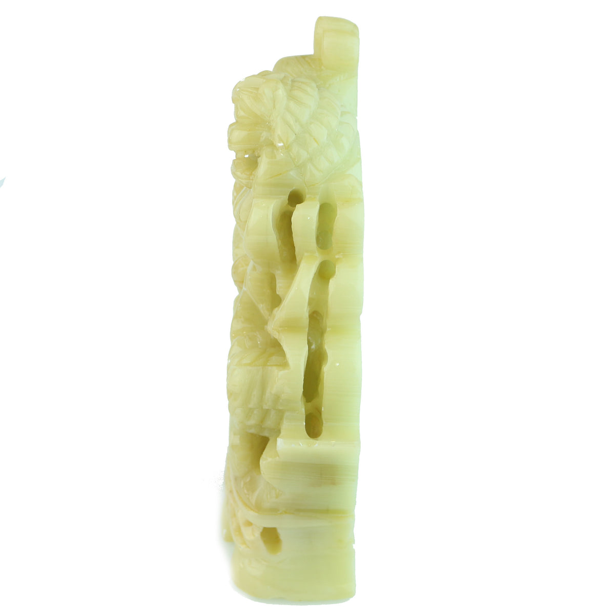 Carved Light Green Yellowish Jade 'Foo Lion