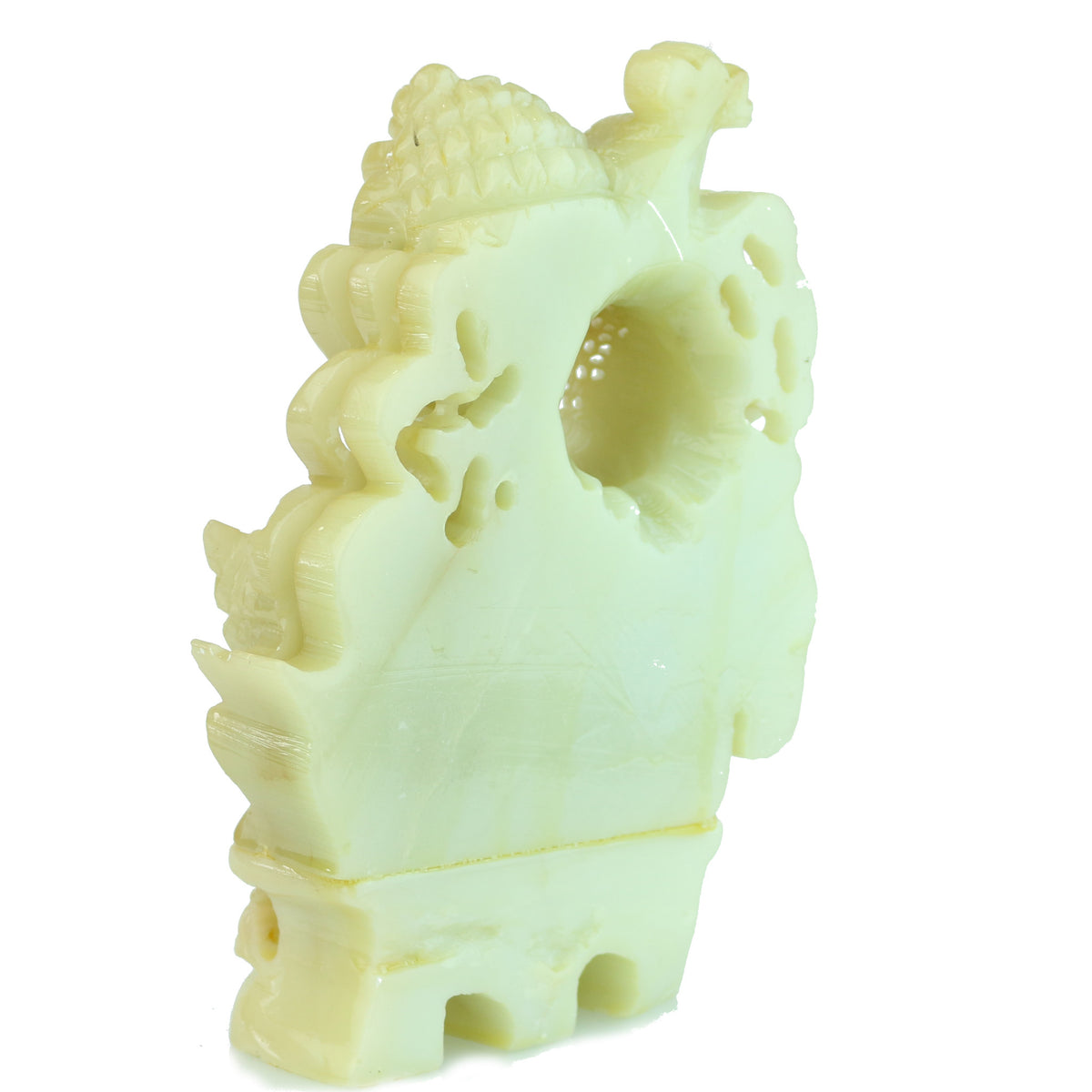 Carved Light Green Yellowish Jade 'Foo Lion