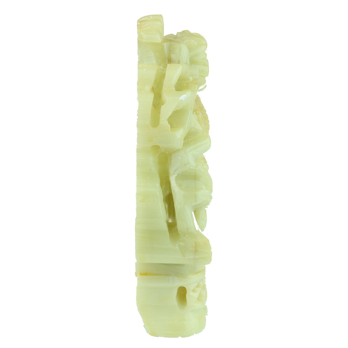 Carved Light Green Yellowish Jade 'Foo Lion