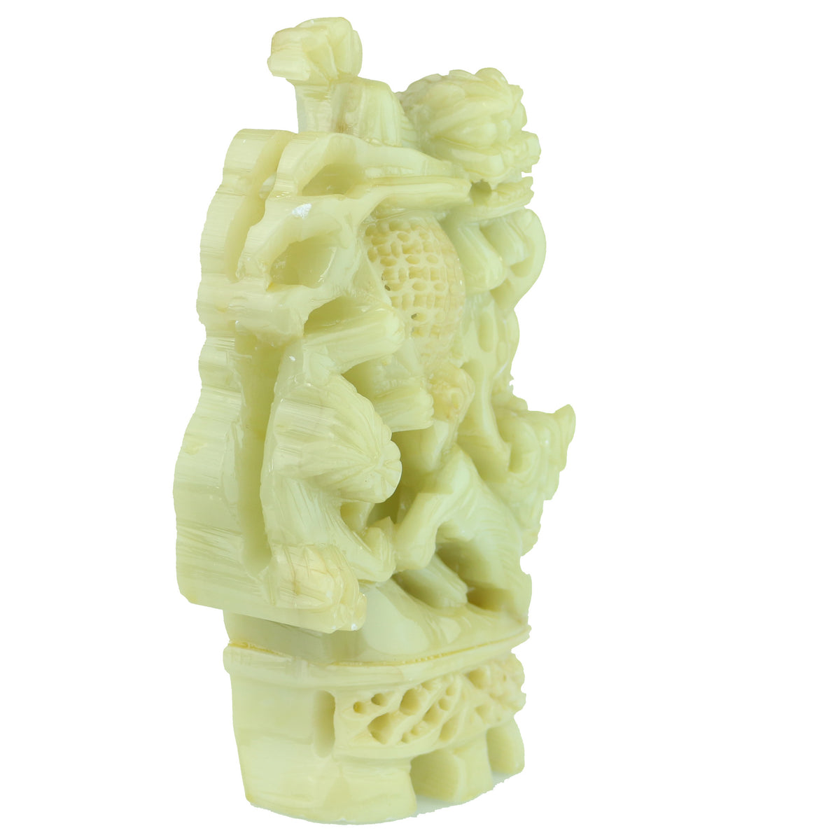 Carved Light Green Yellowish Jade 'Foo Lion