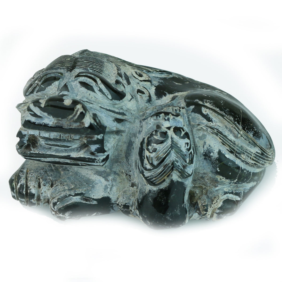 Unfinished Jade Carving of Mother and Child Foo Lioness - David's Antiques & Jewelry