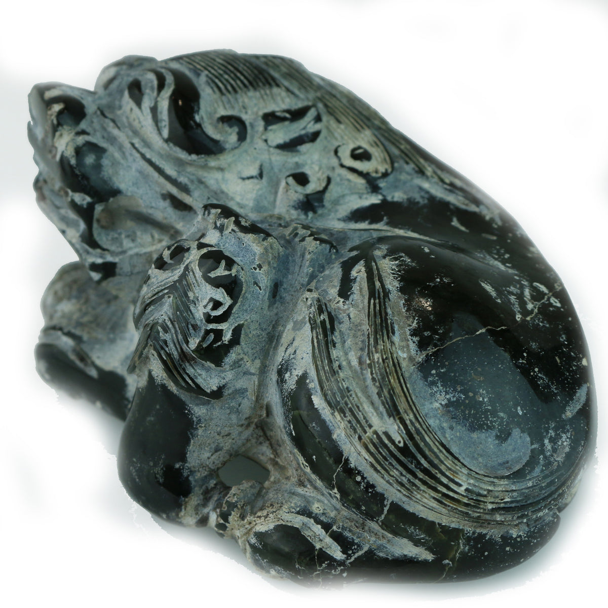 Unfinished Jade Carving of Mother and Child Foo Lioness - David's Antiques & Jewelry