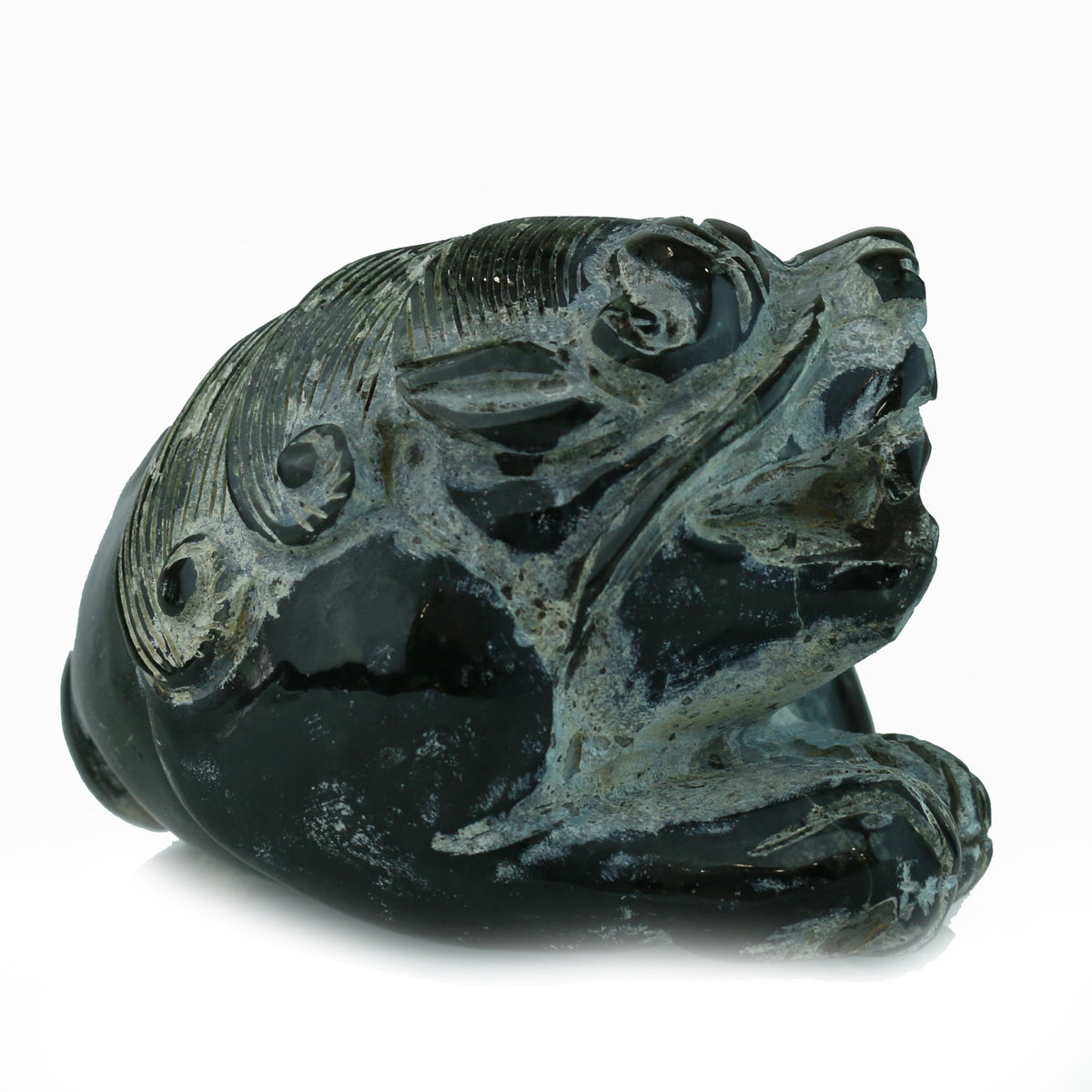 Unfinished Jade Carving of Mother and Child Foo Lioness - David's Antiques & Jewelry