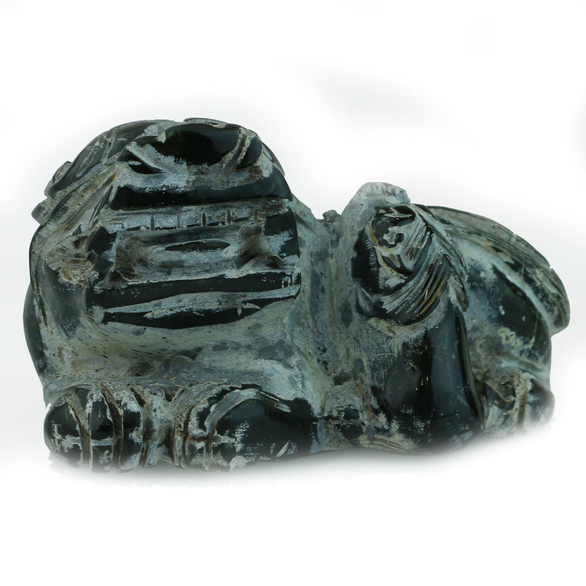 Unfinished Jade Carving of Mother and Child Foo Lioness - David's Antiques & Jewelry