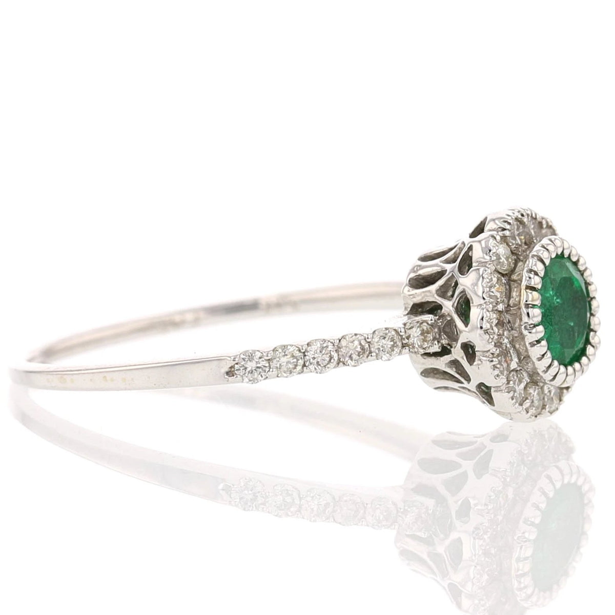 14K White Gold Emerald and Diamond Ring
