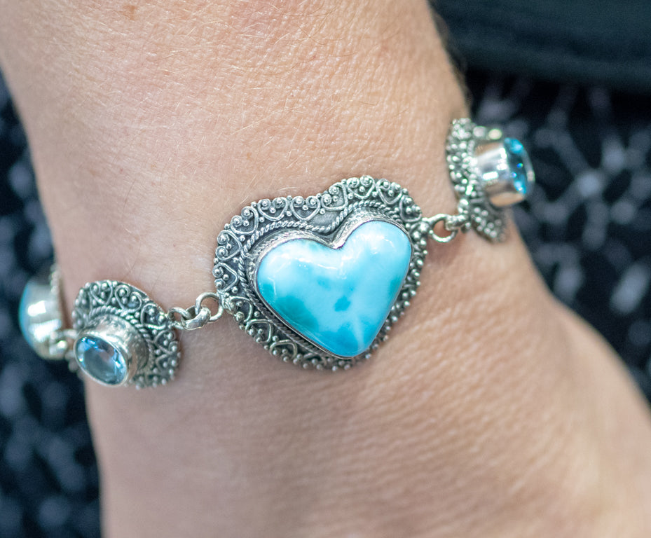 Larimar Heart Bracelet
