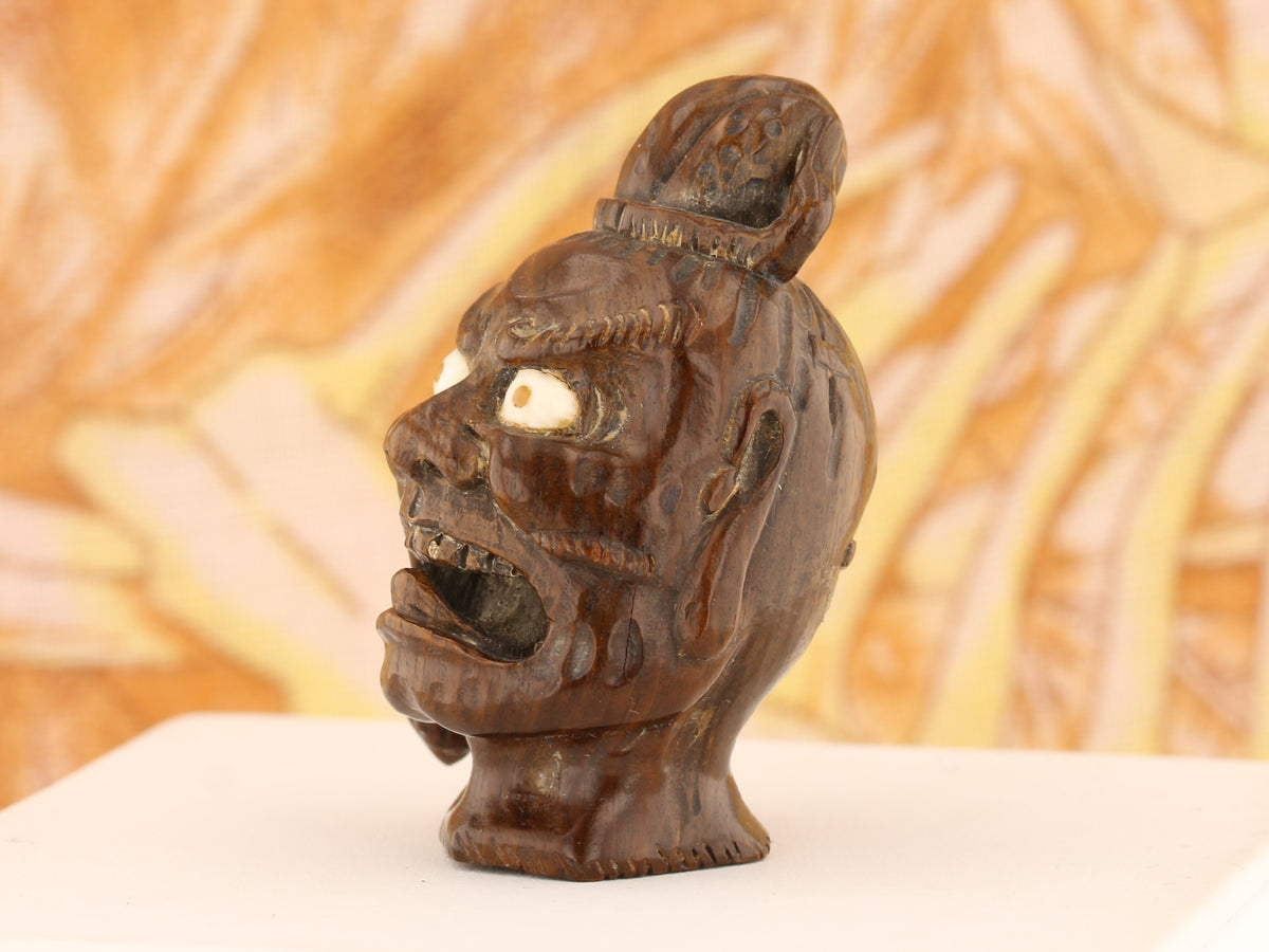 C1950 Wooden Netsuke: Colossal Monster & Climbing Man