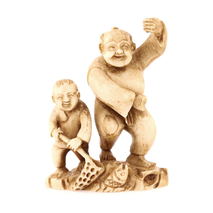 Father & Son Fishing Ivory Netsuke – Circa 1950s