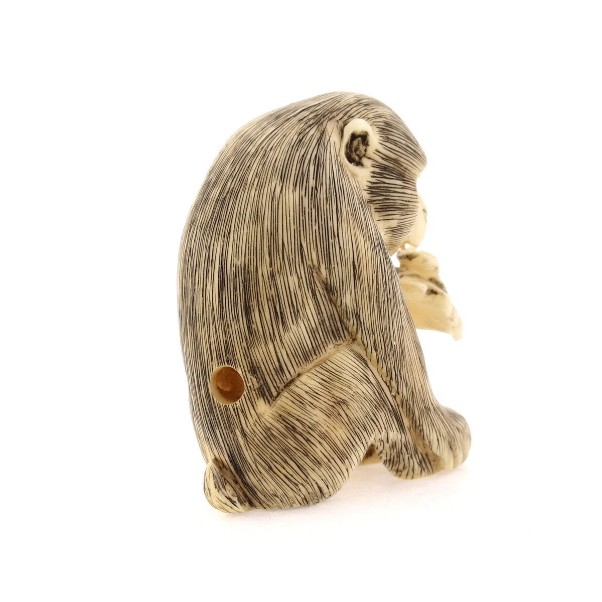 Seated Curious Monkey Ivory Netsuke – Antique