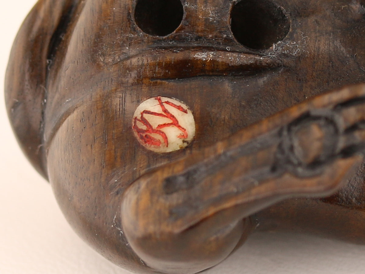 Vintage Carved Ironwood Lioness Netsuke