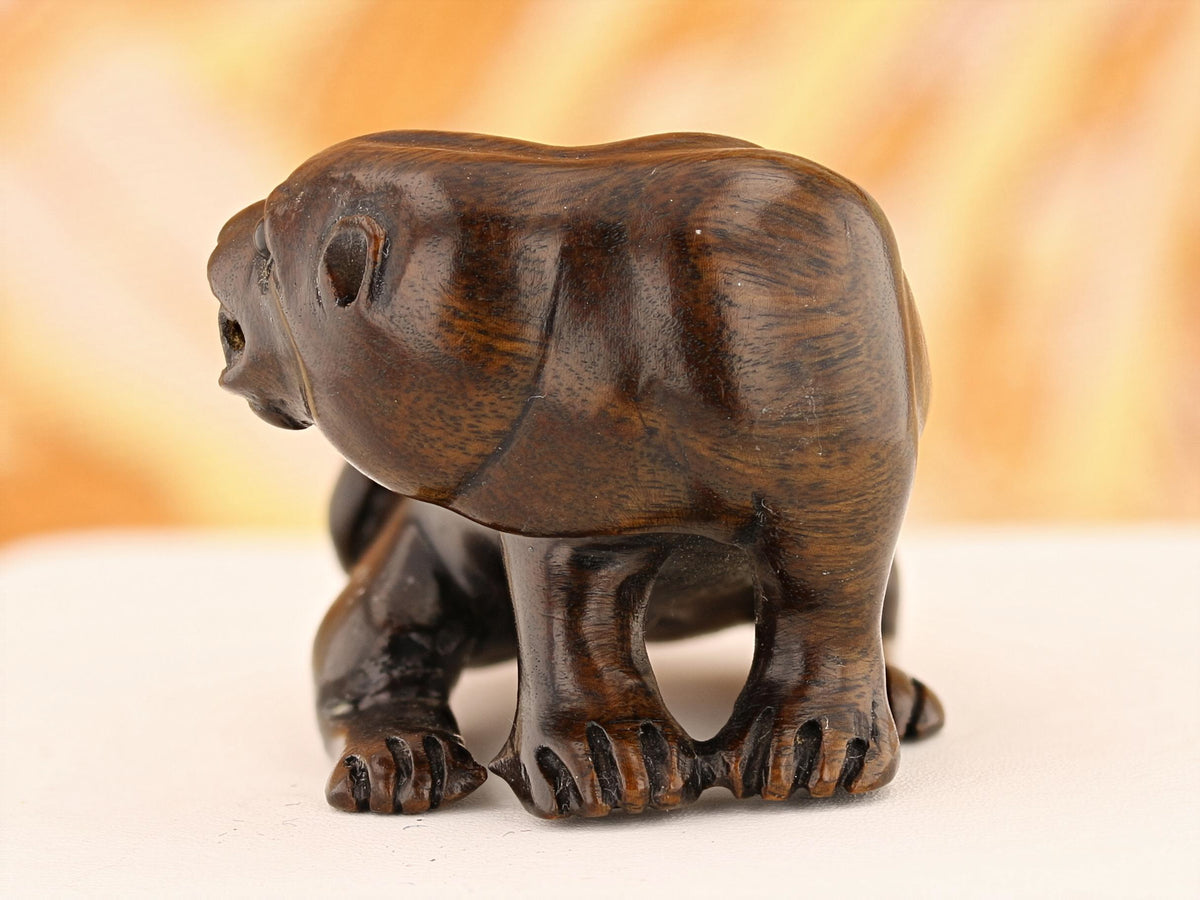 Vintage Carved Ironwood Lioness Netsuke