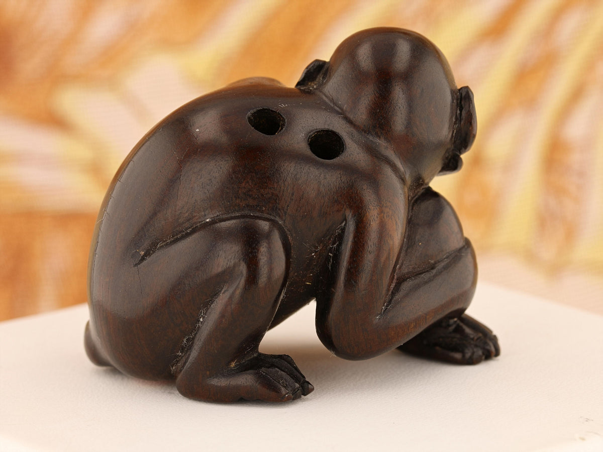 Vintage Ironwood Netsuke: Monkey with Nut