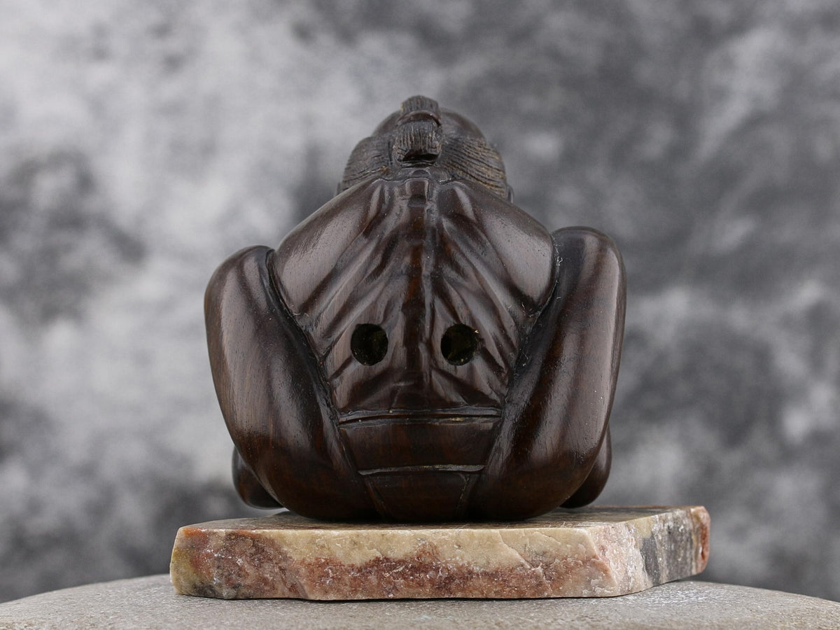 Elder Man Yoga Pose Wooden Netsuke