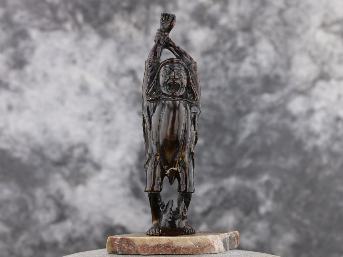 Stretching Man - Rhino Horn Netsuke