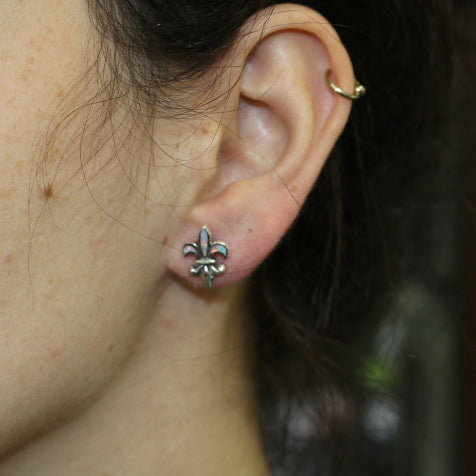 Opal Inlaid Fleur De Lis Studs