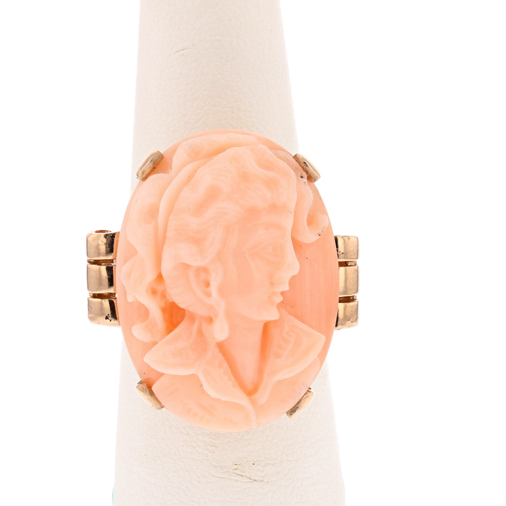 Coral Cameo Ring - David's Antiques & Jewelry