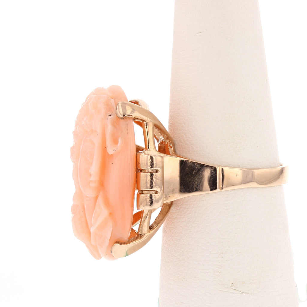 Coral Cameo Ring - David's Antiques & Jewelry
