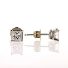 Princess Cut Diamond Stud Earrings in 14K White Gold - David's Antiques & Jewelry