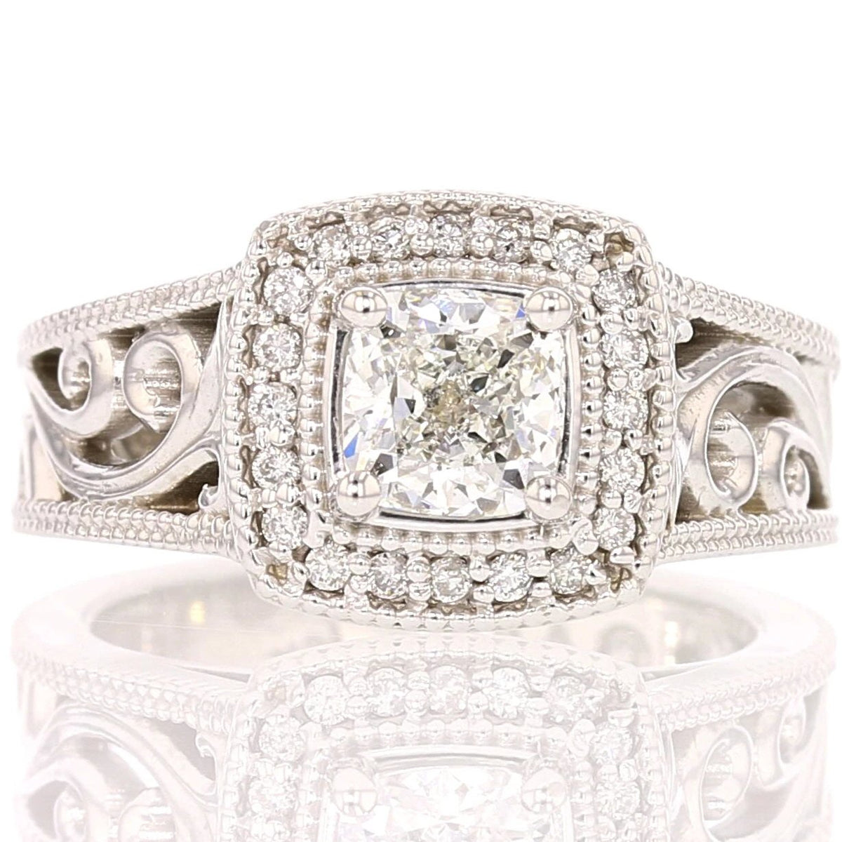 1 Carat Cushion Cut Diamond Ring