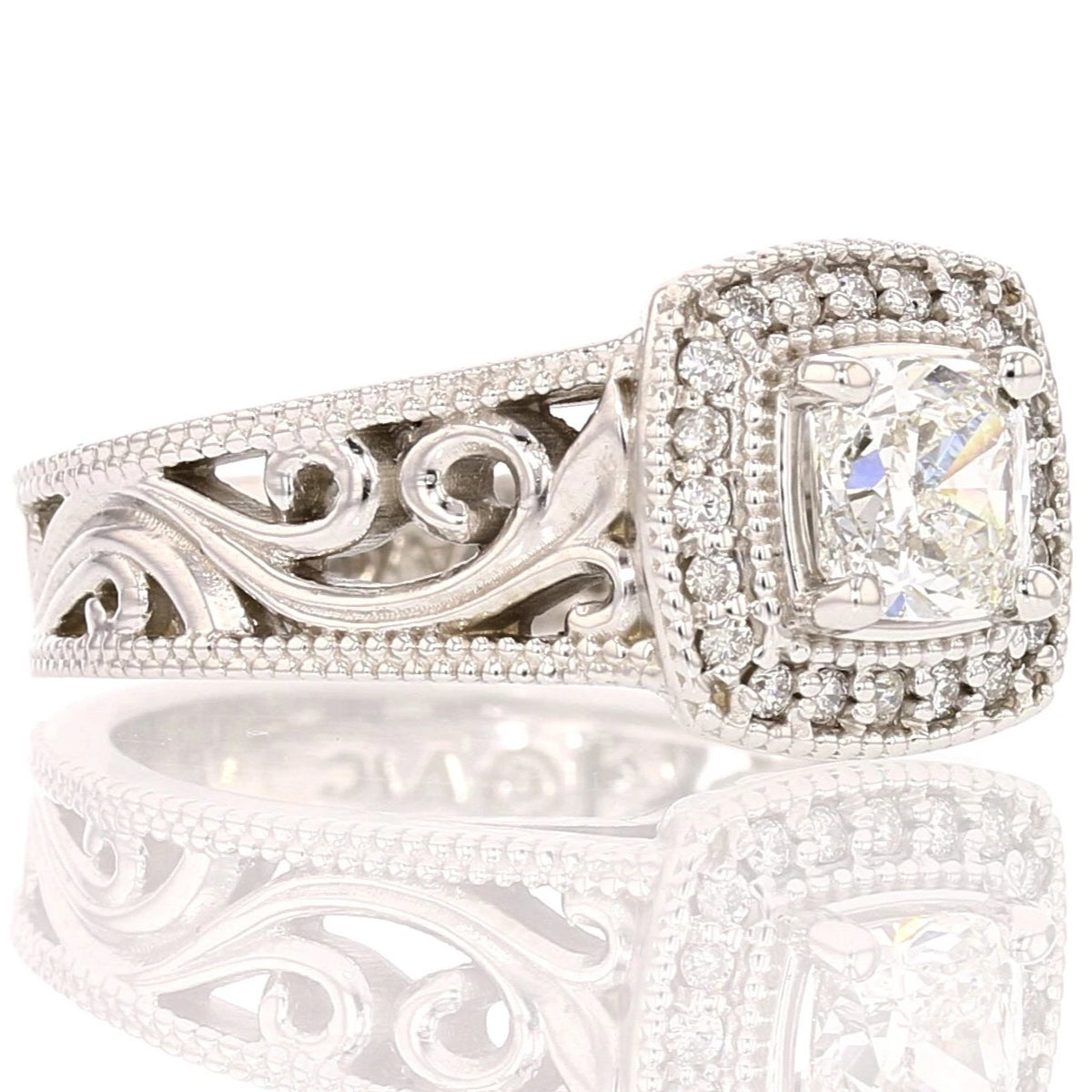 1 Carat Cushion Cut Diamond Ring