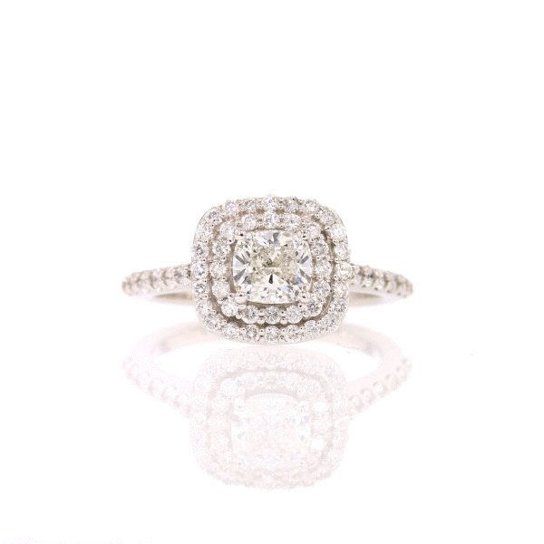 14K White Gold GIA Graded Diamond Cushion Ring - David's Antiques & Jewelry