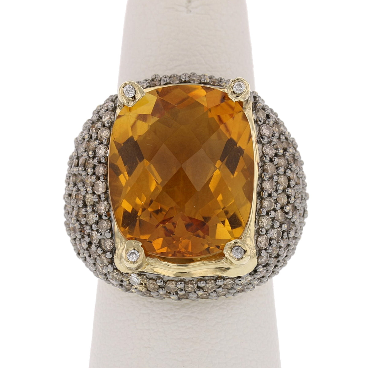 Vintage Citrine, Diamond Ring