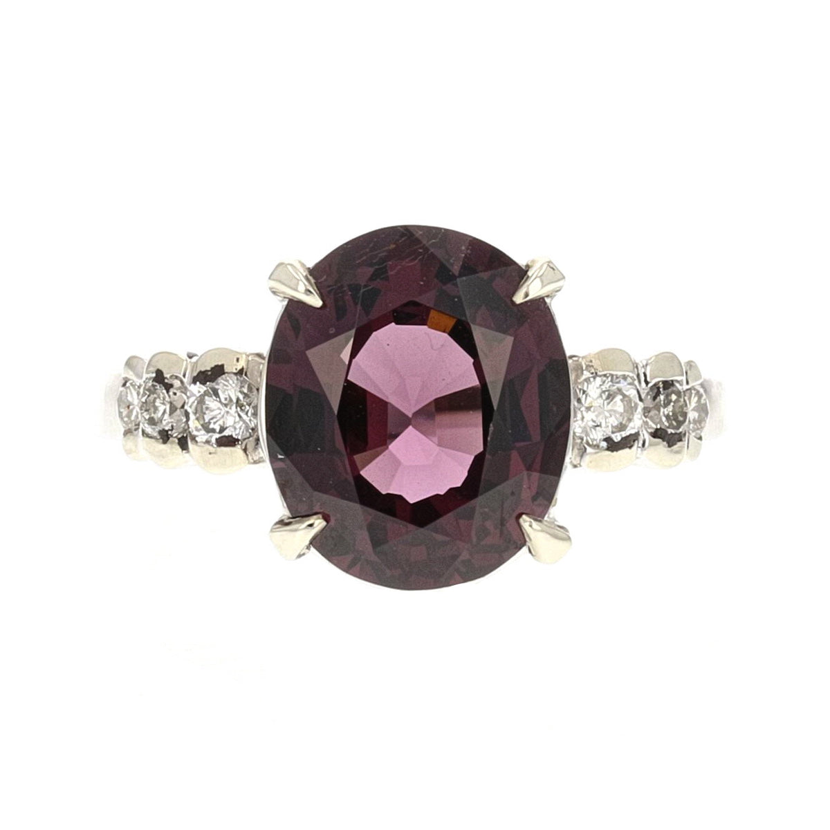 14K White Gold Natural Purple Spinel and Diamond Ring