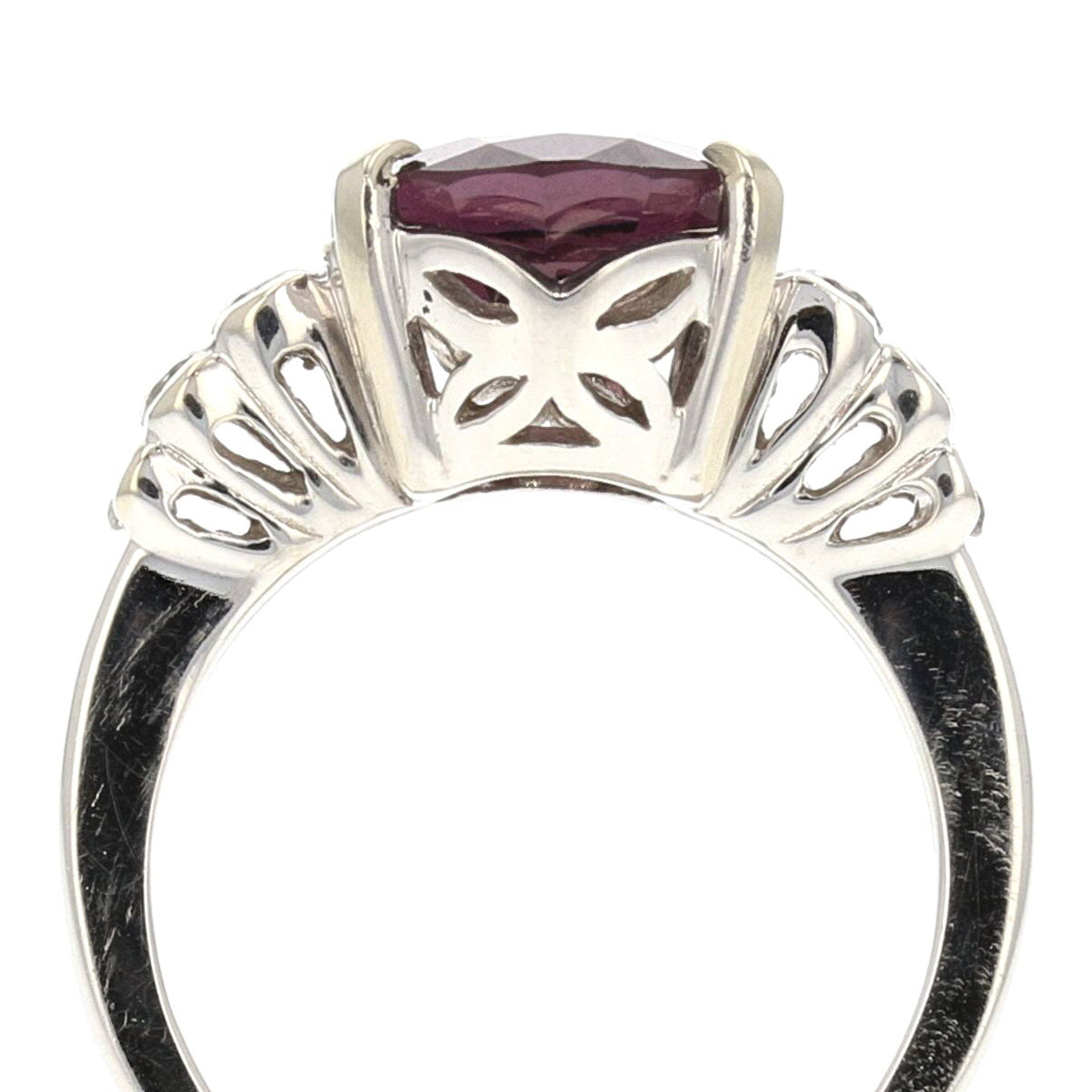 14K White Gold Natural Purple Spinel and Diamond Ring