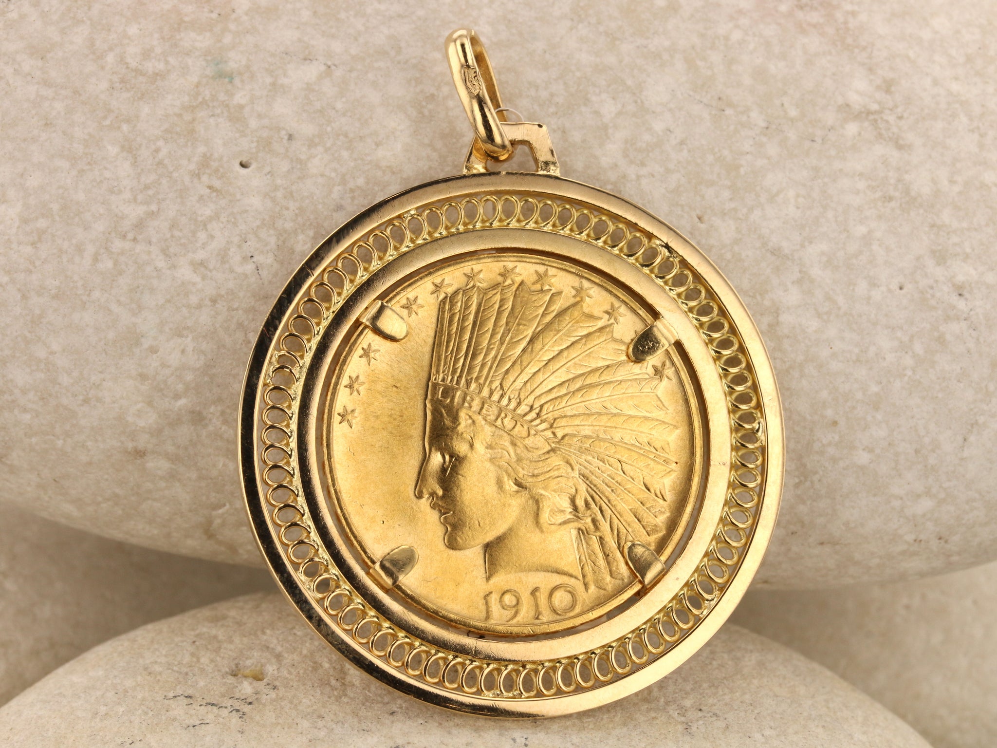 Gold indian head pendant hotsell