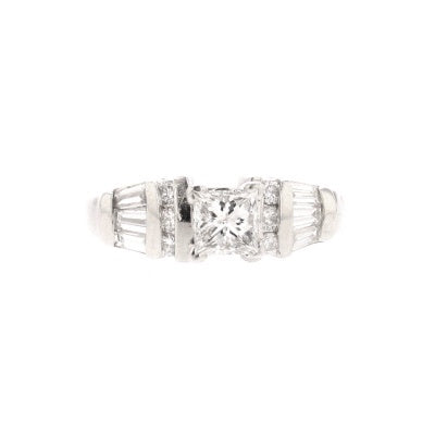 Platinum Diamond Princess Cut Engagement/Bridal Ring .72 ct