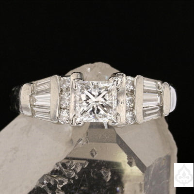 Platinum Diamond Princess Cut Engagement/Bridal Ring .72 ct