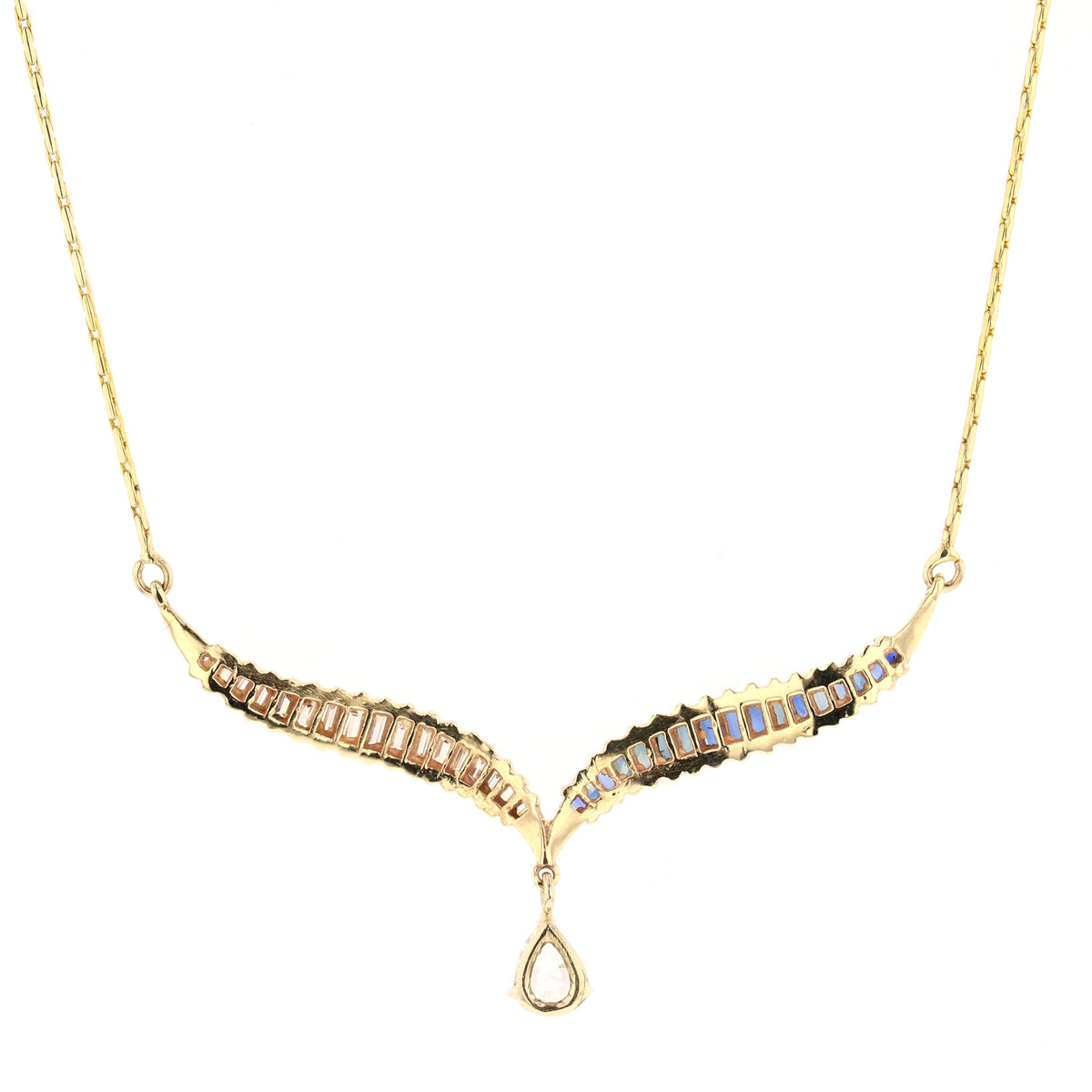 Yellow Gold Diamond and Sapphire Necklace