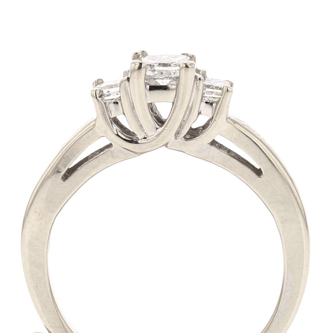 14K White Gold 3 Stone Princess Cut Diamond Engagement/Bridal Ring