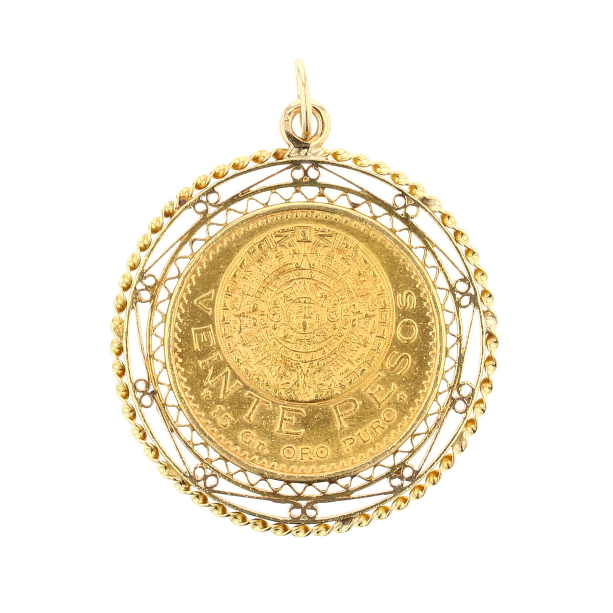 1959 20 Pesos Gold Coin Pendant