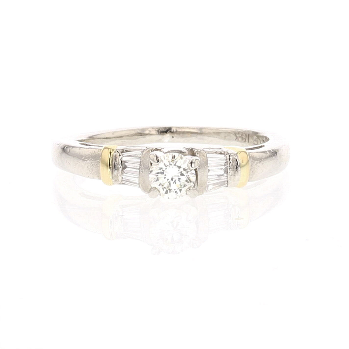 Platinum Diamond and Baguette Accent Engagement/Bridal Ring