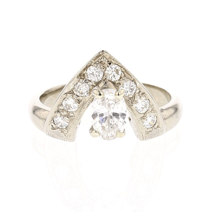 14K White Gold Oval Diamond Engagement/Bridal Ring