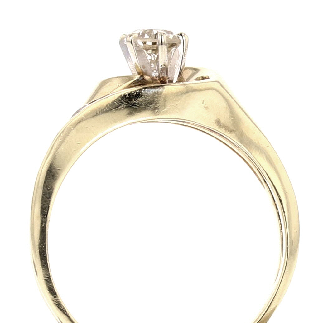 14K Yellow Gold Diamond Ring with Center Stone