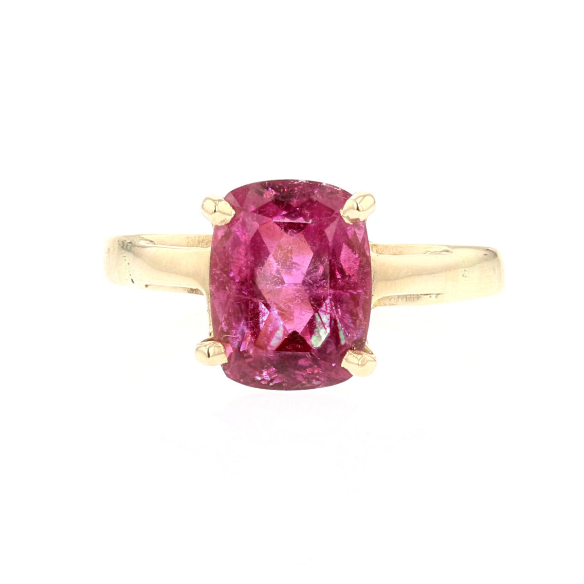 14K Yellow Gold Faceted Pink Tourmaline Ring