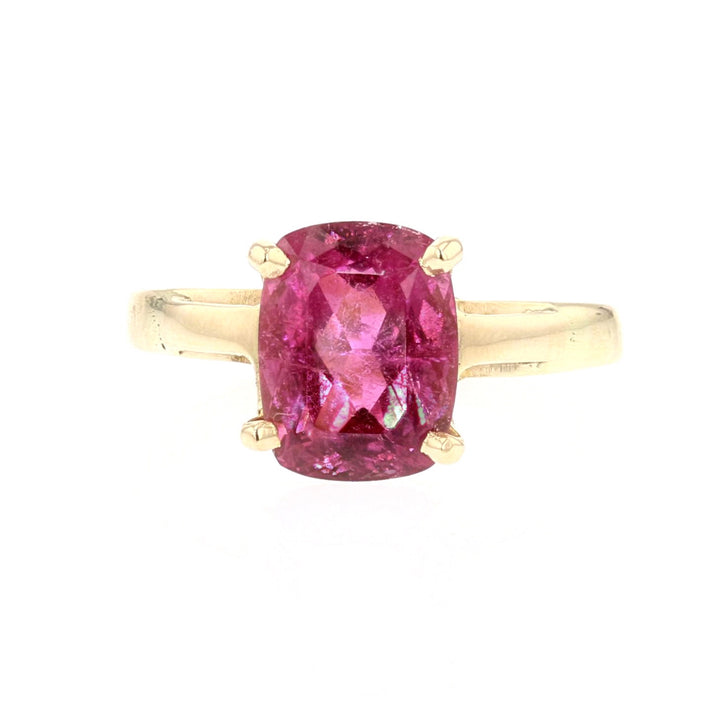 14K Yellow Gold Faceted Pink Tourmaline Ring
