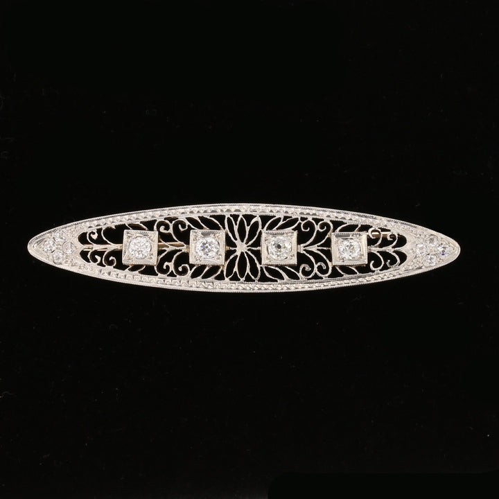 Antique Rose Cut Diamond Platinum/Gold Brooch